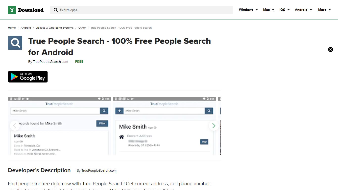 True People Search - 100% Free People Search - Free download and ...